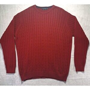 JAMES PRINGLE Jumper Cable Knit Sweater Red Mens XL Crew Neck Preppy Holiday